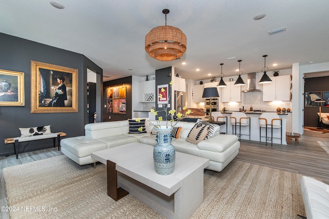 living room featuring light hardwood / wood-style floors