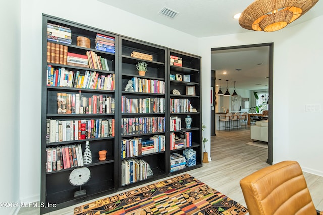 living area featuring light hardwood / wood-style floors