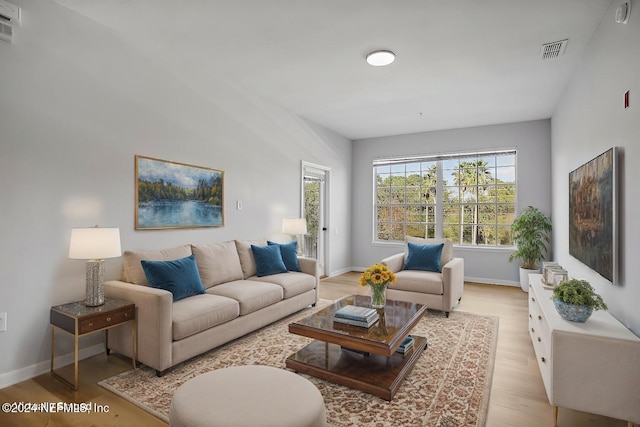 living room featuring light hardwood / wood-style floors