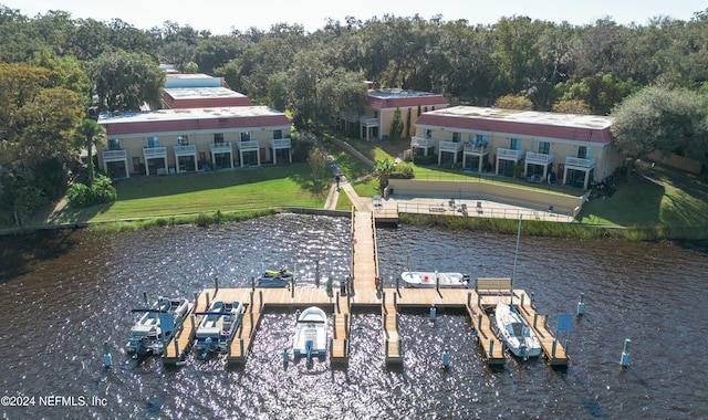 view of dock featuring a water view