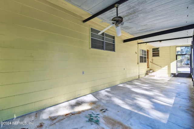 view of patio / terrace featuring ceiling fan