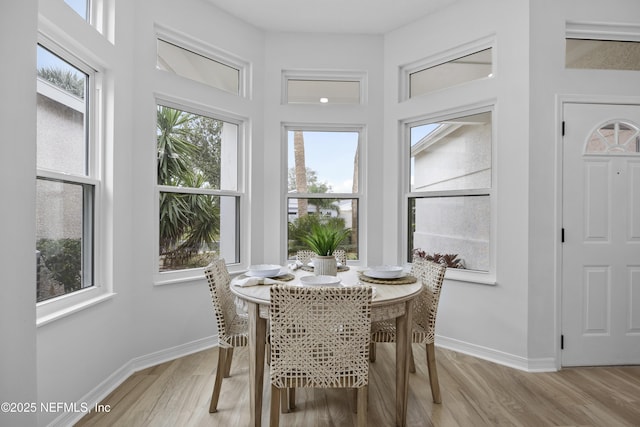 dining area featuring a healthy amount of sunlight and light wood-type flooring