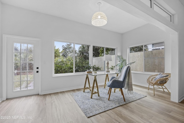 office space featuring light hardwood / wood-style floors