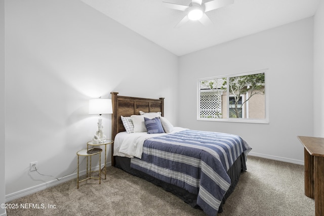 bedroom featuring carpet flooring and ceiling fan