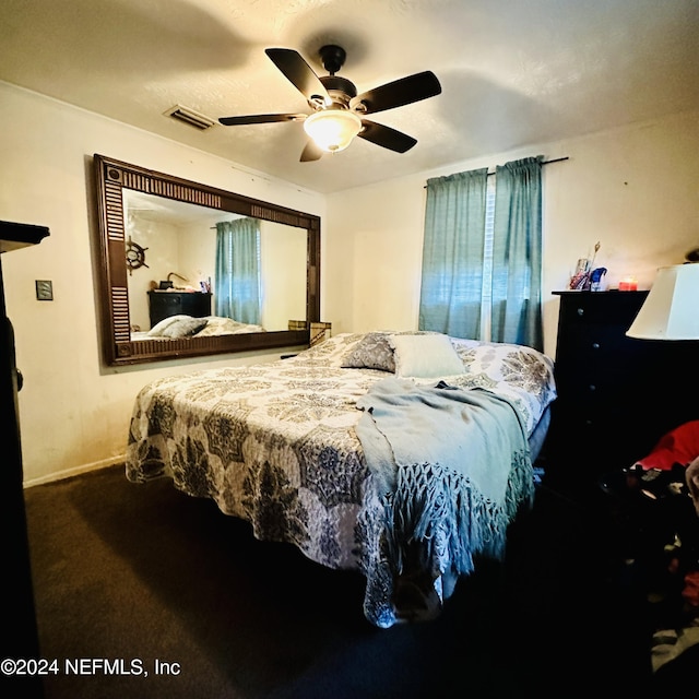 bedroom with carpet and ceiling fan