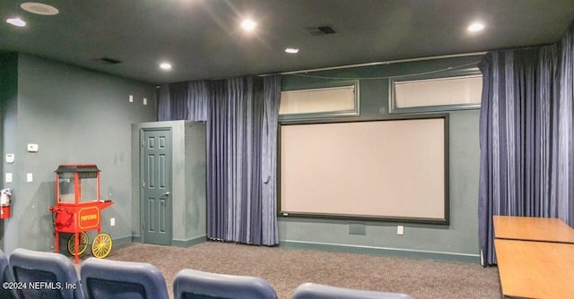 view of carpeted cinema room