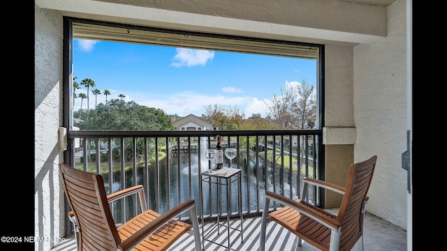 balcony with a water view