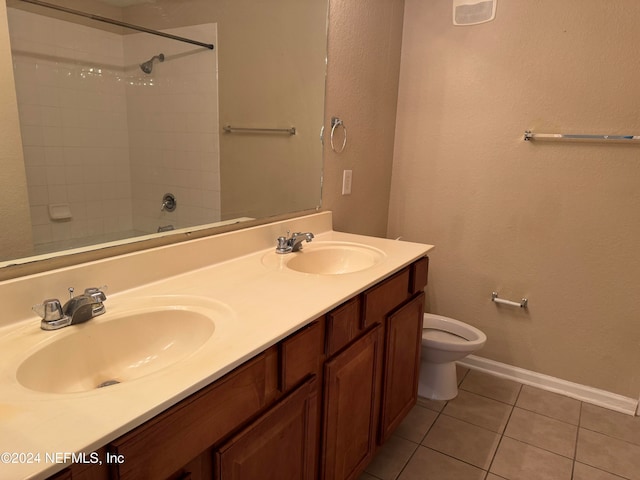 bathroom featuring tile patterned flooring, vanity, and toilet