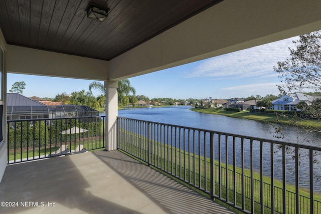 balcony with a water view