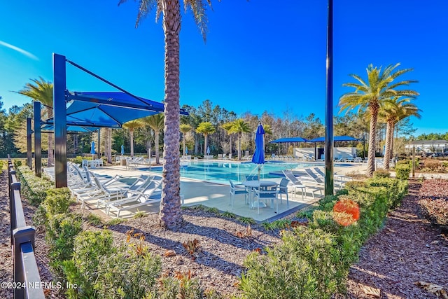 exterior space featuring a patio and a swimming pool