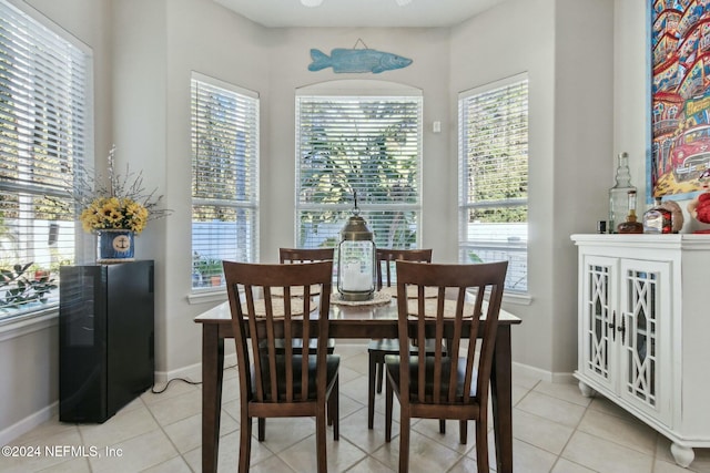 dining area with light tile patterned floors and a wealth of natural light