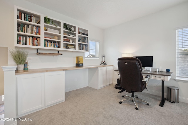 view of carpeted office space