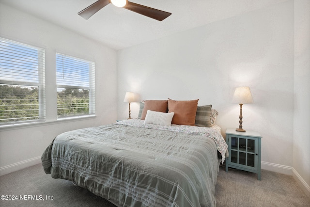 bedroom with carpet and ceiling fan