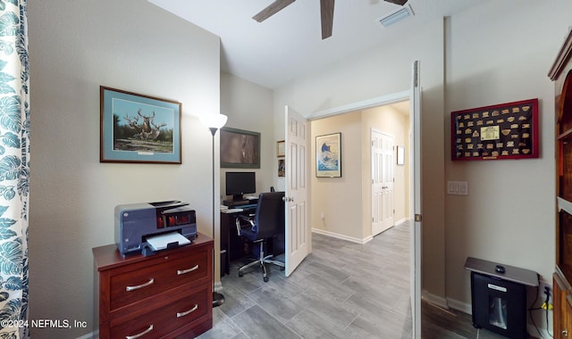 office area featuring ceiling fan