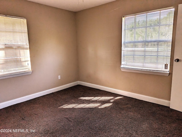 unfurnished room featuring plenty of natural light and carpet floors