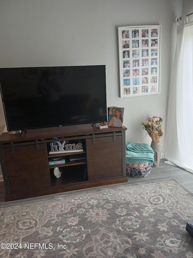 living room with light wood-type flooring