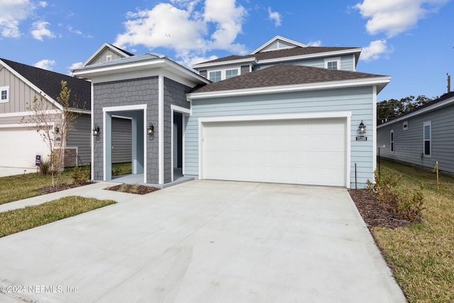 view of front of house with a garage