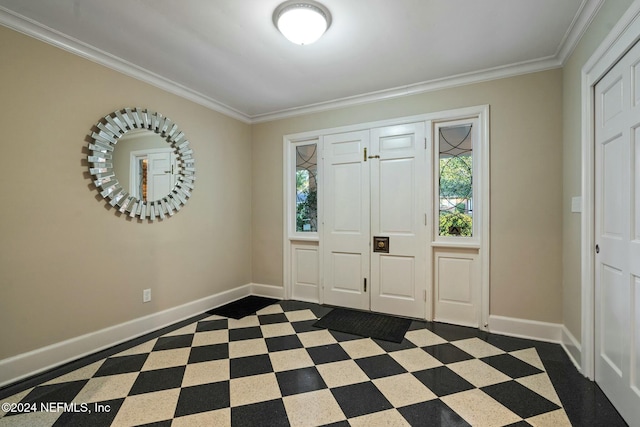1124 Oriental Gardens Rd, Jacksonville, FL 32207 - entryway with crown molding and dark floors