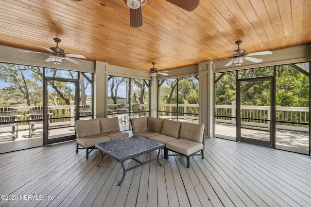 96197 Brady Point Rd, Fernandina Beach, FL 32034 - sunroom with a ceiling fan and outdoor lounge area