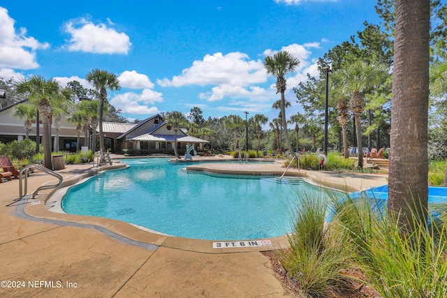 view of pool featuring a patio