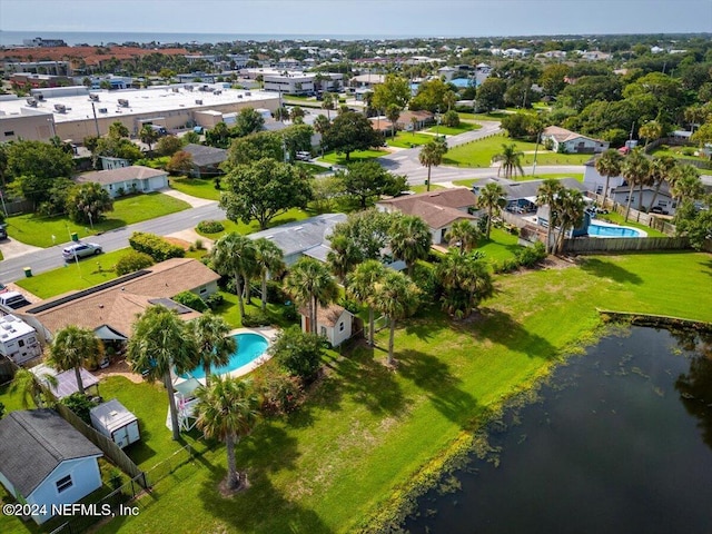 bird's eye view featuring a water view