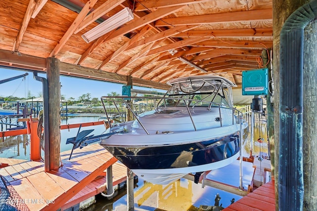 view of dock featuring a water view