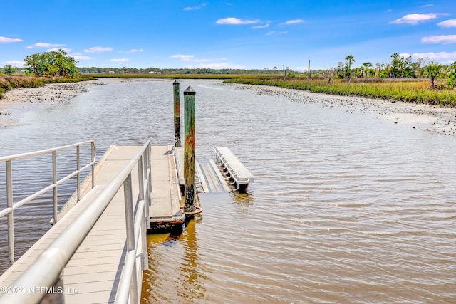 dock area featuring a water view