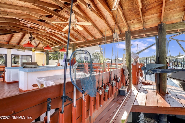 view of dock featuring an outdoor kitchen