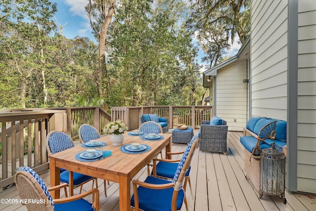 deck featuring an outdoor living space