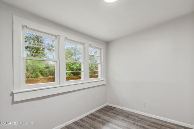 unfurnished room with wood-type flooring