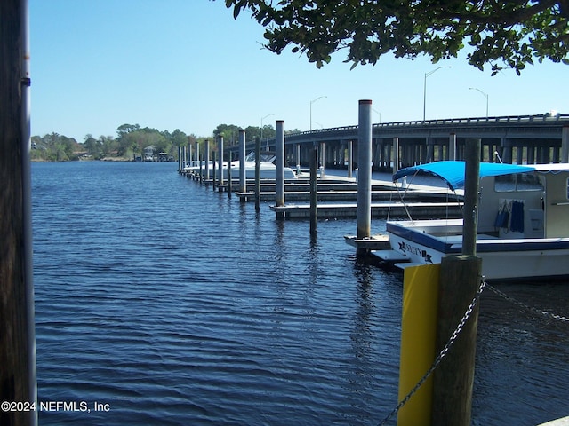 view of dock featuring a water view