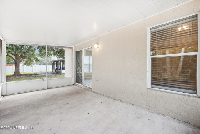 view of unfurnished sunroom