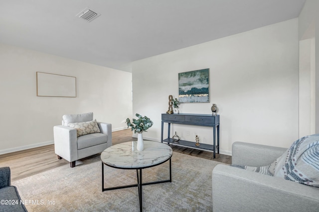 living room with hardwood / wood-style floors