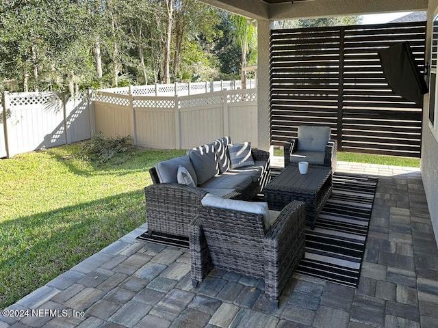 view of patio featuring an outdoor living space