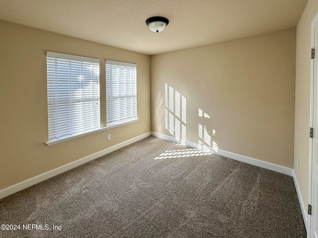 carpeted spare room featuring a textured ceiling