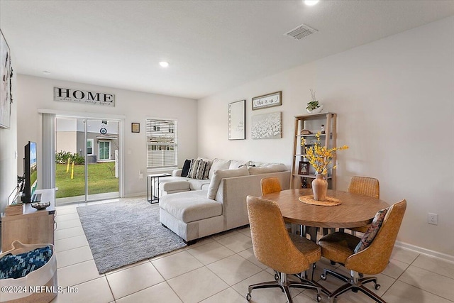 interior space featuring light tile patterned flooring