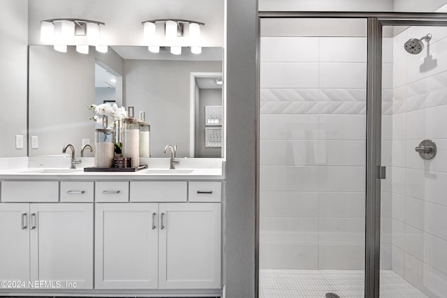 bathroom featuring vanity and walk in shower