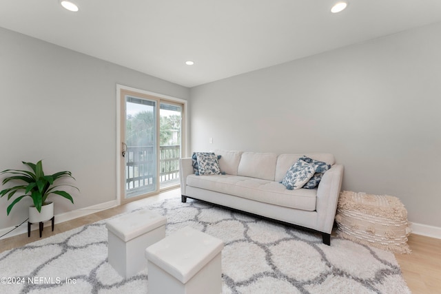 living room with hardwood / wood-style floors