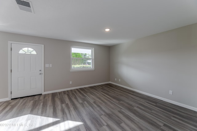 foyer featuring dark wood-type flooring