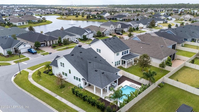 bird's eye view featuring a water view