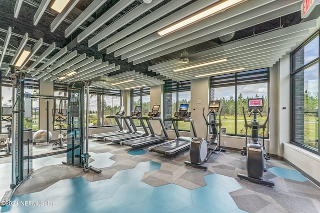 workout area with a wealth of natural light