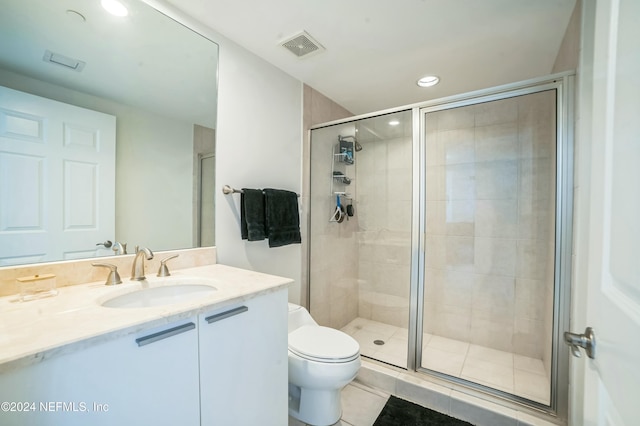 231 Riverside Dr Unit 1203-1, Daytona Beach, FL 32117 - full bathroom featuring recessed lighting, vanity, a stall shower, and tile patterned floors