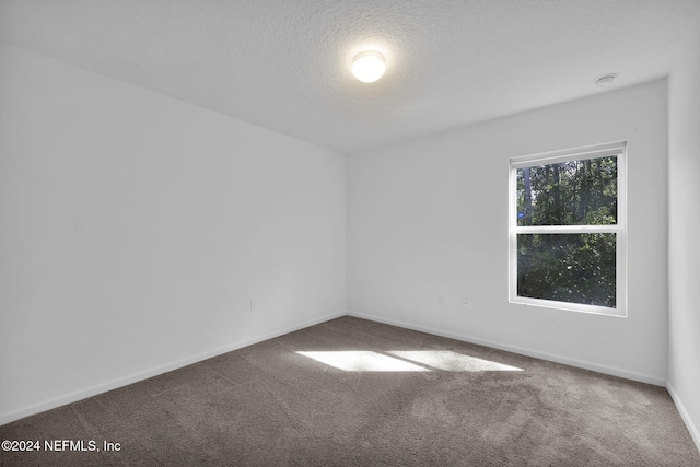 unfurnished room featuring carpet flooring and a textured ceiling