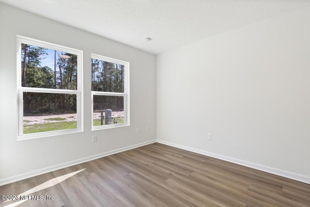 spare room featuring wood-type flooring