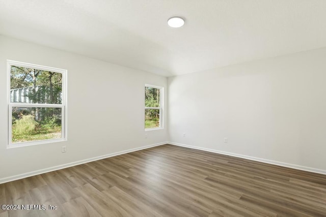 spare room featuring hardwood / wood-style flooring and plenty of natural light