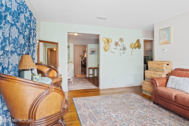 living room with wood-type flooring