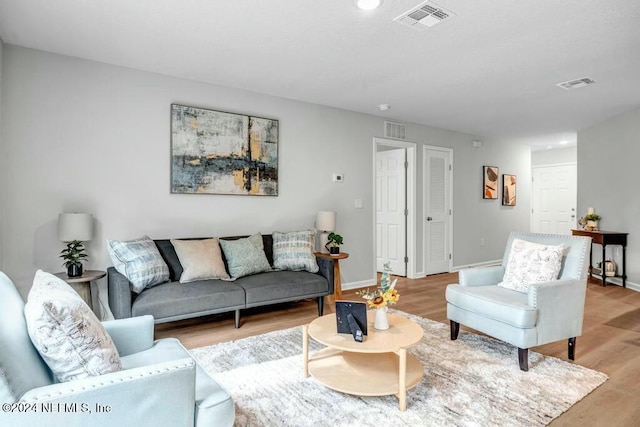 living room with light wood-type flooring