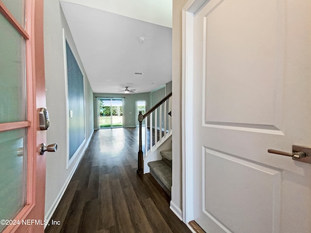 corridor featuring dark hardwood / wood-style floors