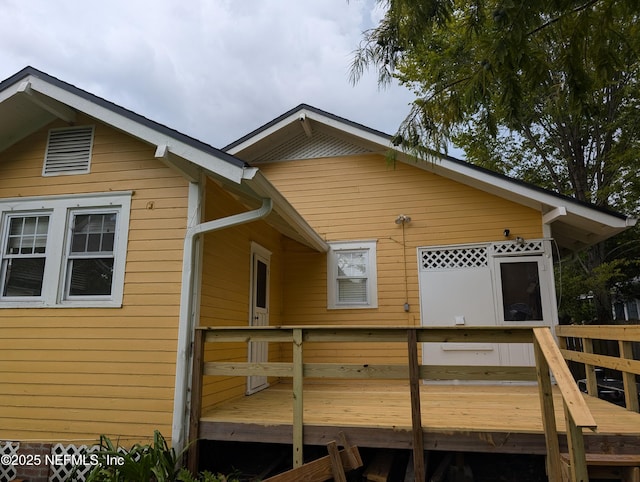 exterior space featuring a wooden deck