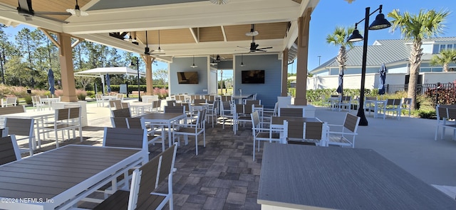 view of patio / terrace featuring outdoor dining space and fence